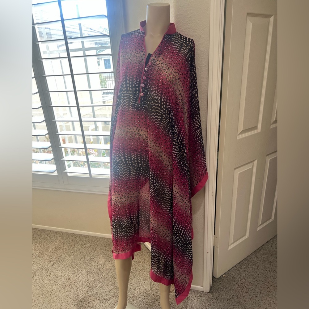 Unbranded Women’s Long Sheer See Through Colorful Kaftan Beach Coverup Medium‎